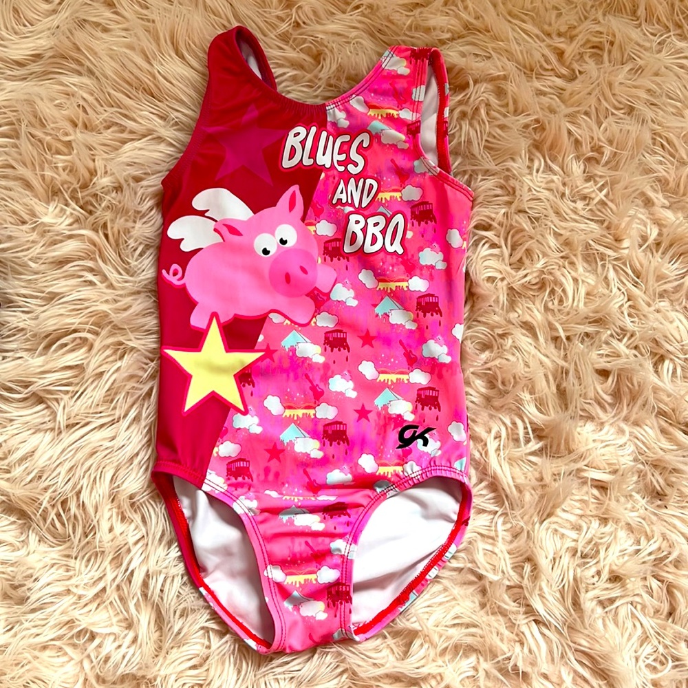 “blues and BBQ” child medium CM GK leotard
